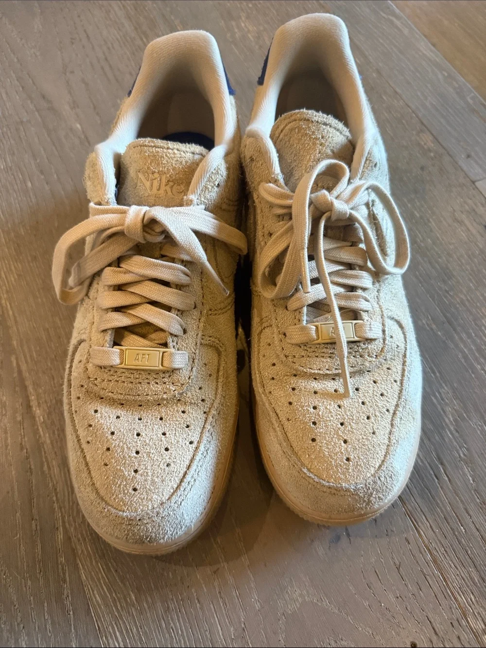 Nike Men’s Beige Suede Sneakers with Navy Heel Tab